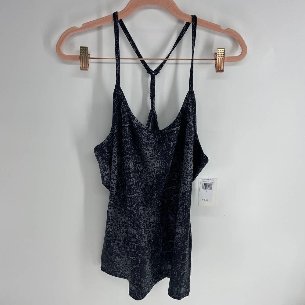 H Halston snake print racerback spaghetti strap workout athletic top women L NWT